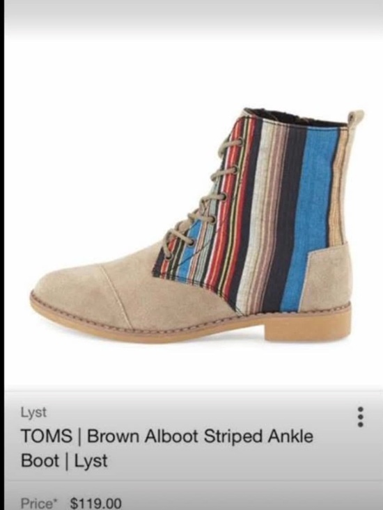 Toms Shoes - TOMS Suede Lace-Up Ankle Boot with Multicolor Stripes